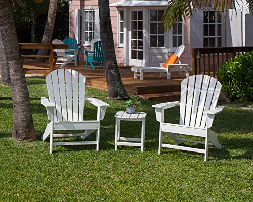 Polywood South Beach 3-Piece Adirondack Chair Set with Side Table Black