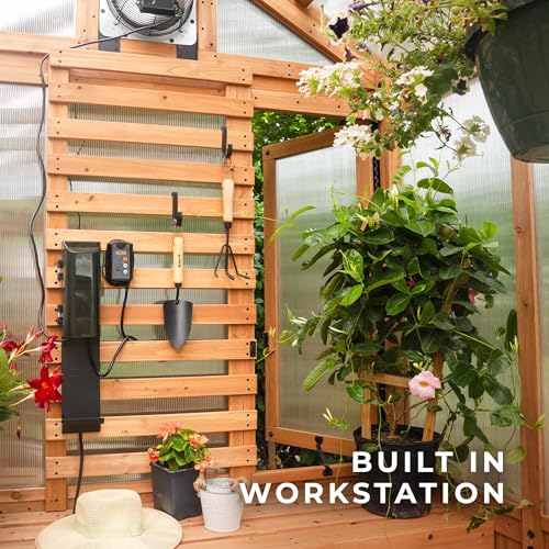 Backyard Discovery Bellerose 9' x 6' Cedar Wood Greenhouse Kit Light Brown