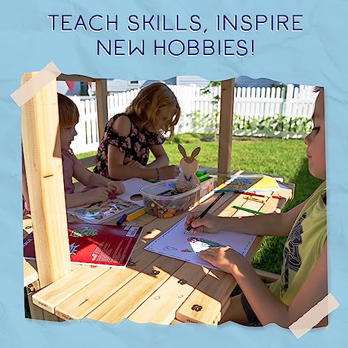 Funphix Kids Klubhouse Wooden Playhouse with Table & Benches