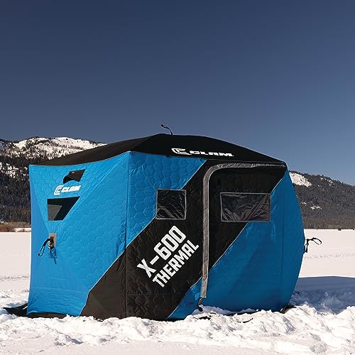 CLAM X-600 Portable 6 Person Thermal Hub Shelter Tent for Ice Fishing