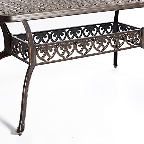 Gardenised Bronze Indoor and Outdoor Dining Set with 6 Chairs and 1 Table, Bistro Patio Cast Aluminum