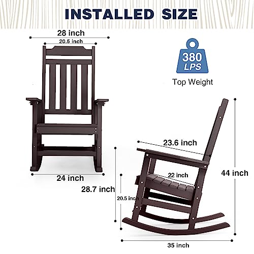 hOmeQomi Rocking Chairs Set of 4 All Weather Resistant Poly Lumber Brown