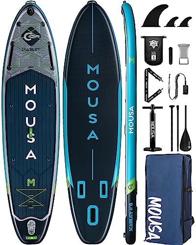 Mousa Extra Wide Inflatable Stand Up Paddle Board Gray-Blue