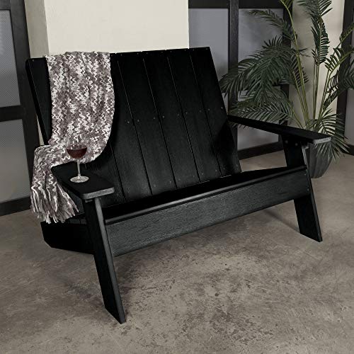 Highwood Italica Modern Outdoor Adirondack Loveseat Black