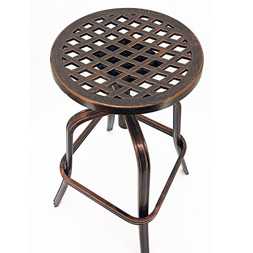 Modern Home Set of 4 Neptune Rotating Adjustable Height Cast Aluminum Outdoor Chair/Bar Stool Copper