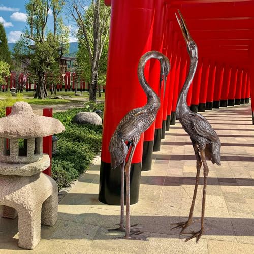 Design Toscano Cranes Garden Statue Set Large Cast Bronze