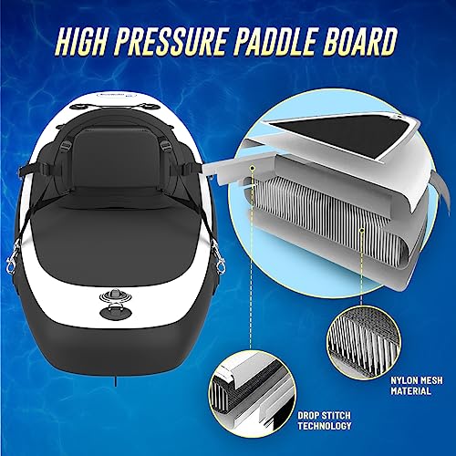 Blue Water Toys Inflatable Crossover Stand Up Paddle Board/Kayak Kit White and Black