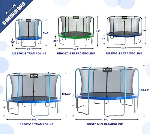 SKYTRIC Outdoor Trampoline with Flex Frame Net Blue