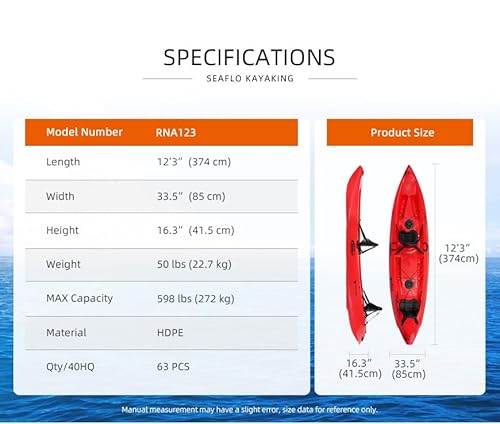 SEAFLO Premium Sit-on Sea Kayak RQA123 Blue/White 12' 3