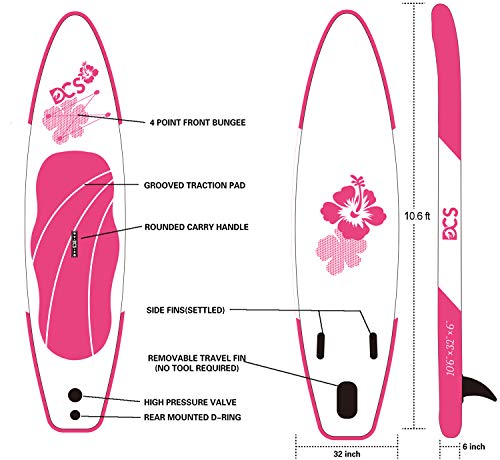 Airgymfactory Inflatable SUP for All Skill Levels Stand Up Paddle Board 10'6'' Pink