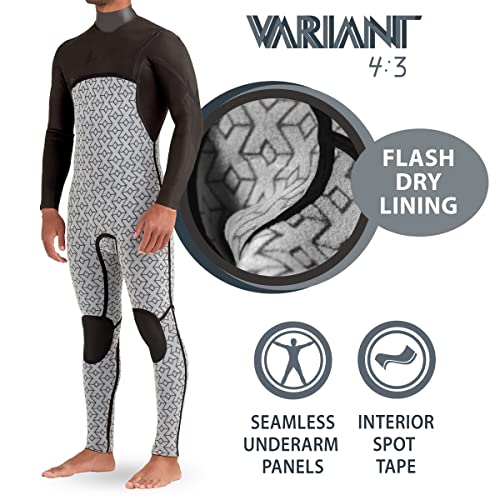 Body Glove Men's Variant 4/3MM Long Sleeve Chest-Zip Full Wetsuit Grey/Black