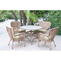 Jeco Windsor Honey Wicker Dining Set with Cushions Tan