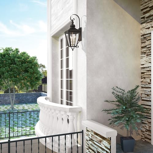 Livex 27373-07 Adams 3 Light Outdoor Wall Lantern Antique Brass/Brushed Nickel