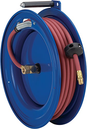 COXREELS SL17-H325 Spring Rewind Hose Reel 3/8" I.D. 25' Hose 4000 PSI Left Mount Blue