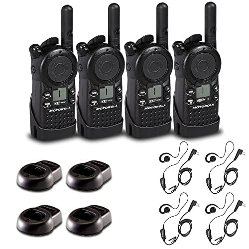 Motorola Solutions 4 x CLS1110 UHF 1W 1-Channel 2-Way Radio Bundle with PTT Earpiece Black