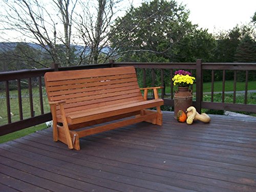 A&L Furniture Co. 6' Amish-Made Pressure-Treated Pine Highback Patio Glider Bench Cedar Stain
