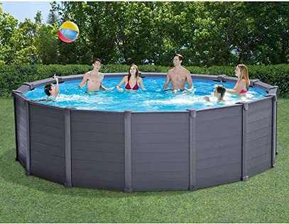 Detailing Connect Above Ground Swimming Pool Set w/Sand Filter Pump & Ladder Gray