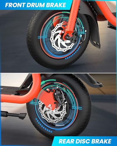 Gyroor Electric Scooter with Seat 450W Motor Foldable Orange