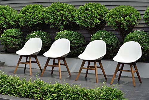 Amazonia Lothian 13-Piece Oval Patio Dining Set Teak Wood Extendable White Chairs