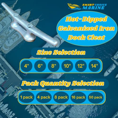 Smart Choice Marine Hot Dipped Galvanized Iron Dock Cleat 14" 50-Pack