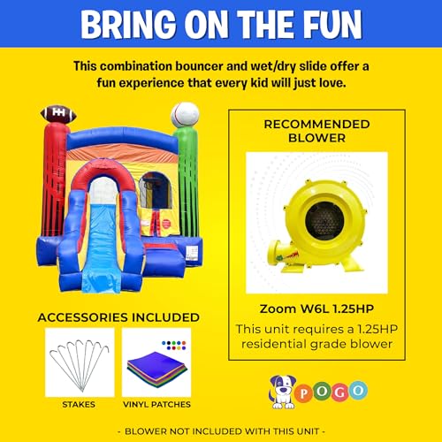 Pogo Bounce House Inflatable Sports Bounce House with Slide Deluxe Sports