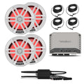Rockford Fosgate M2-300X4 4 Channel Marine Amplifier with M1-65 6.5" Speakers, PMX-RGB Optix Light Controller & RGB-25 Extension Cables