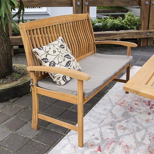 Cambridge Casual Caterina Teak Wood 6-Piece Outdoor Dining Set with Bench Natural Teak/Beige Cushion