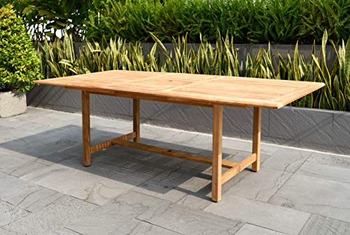 Amazonia Newcastle 9-Piece Outdoor Dining Table Set Certified Teak Light Brown