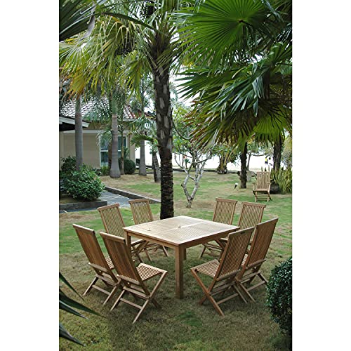 Anderson Teak Windsor Classic 9-Piece Folding Dining Set Teak Natural