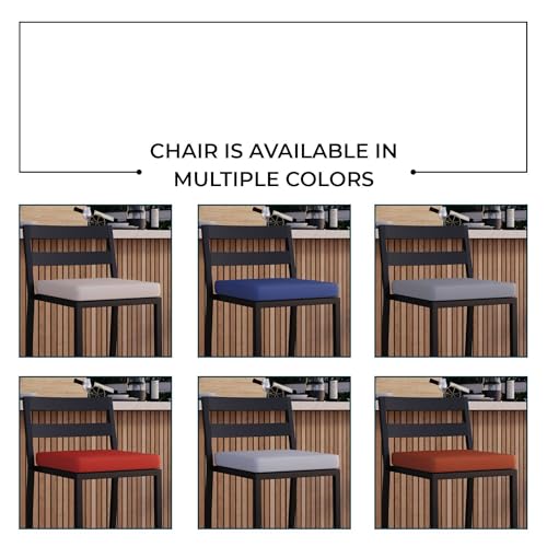 LeisureMod Chelsea Collection Aluminum Outdoor Dining Set with Fire Pit Table and 6 Bar Chairs Beige