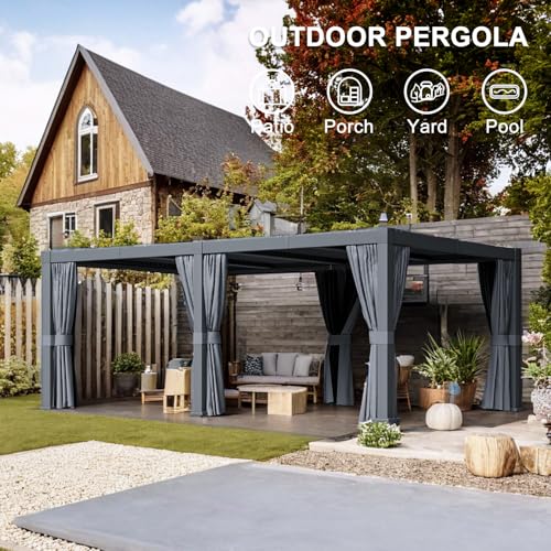 oneinmil Louvered Aluminum Pergola with Adjustable Top for Outdoor Decks, Gardens, Backyards