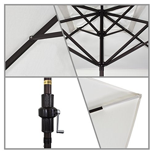 California Umbrella 11' x 8' Rectangle Aluminum Market Umbrella, Crank Lift, Bronze Pole, Sunbrella Navy