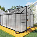 Sylviera Heavy Duty Outdoor Greenhouse with PC Panels, 8x14FT Black