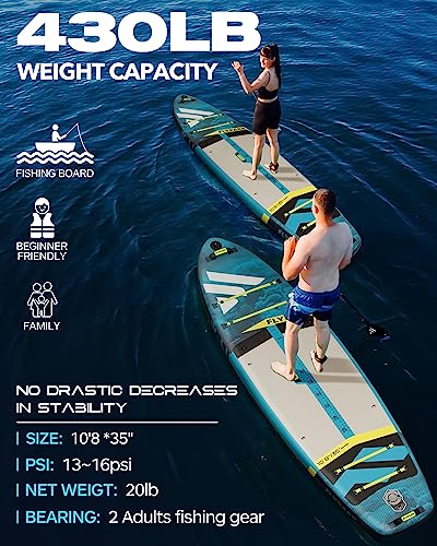 FLYPARK Fishing Inflatable Paddle Board 10'8''x35'' Fishing SUP Stand Up Paddleboard Blue