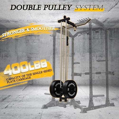 ToughFit 2024 Upgraded T2 Power Cage Multi-Function Power Rack with Lat Pulldown System Squat Rack Black