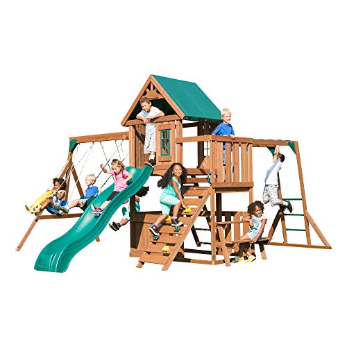 Swing-N-Slide Fremont Wooden Swing Set with Slide Brown