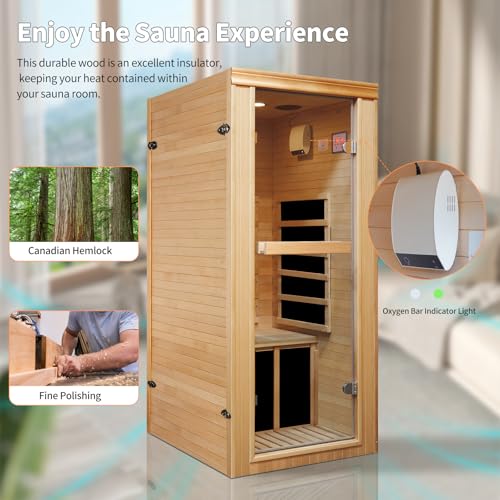 RIGO Infrared Sauna Room Indoor Canadian Hemlock Wood