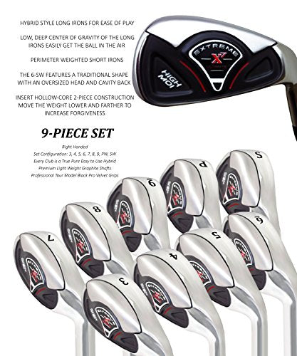 Extreme X7 Senior Men's Iron Set 9-Piece Right Handed Senior Flex +1" Over Tall with Arthritic Grip