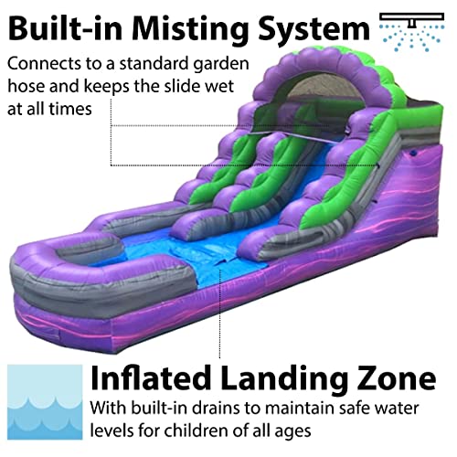 TentandTable Inflatable Water Slide for Kids and Adults, Commercial Grade, 23' L x 9' W x 12' H, Purple Marble