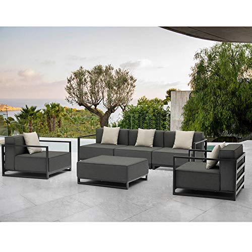 Whiteline Modern Outdoor Living Sensation Indoor/Outdoor Ottoman Grey