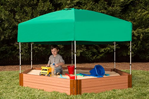 Frame It All Composite Hexagon Sandbox Kit with Telescoping Canopy Classic Sienna 2