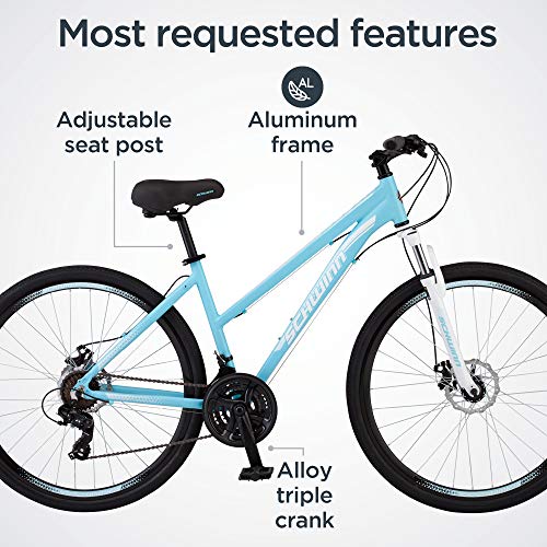 Schwinn GTX 2.0 Comfort Adult Hybrid Bike Light Blue