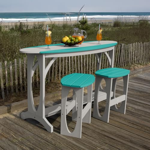 Bahia Verde Shoreline 3-Piece Bar Height Balcony Set Cove Gray with Seaglass Blue