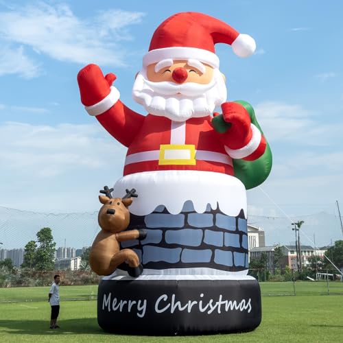 Inflantteble 33FT Giant Inflatable Santa Outdoor Christmas Decoration Red