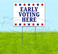 TampaPrinting Early Voting Here Yard Sign 18" X 24" with Metal Step Stake