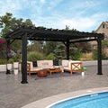 Backyard Discovery Stratford 16' x 12' Galvanized Steel Pergola Kit with Shade Sail Canopy Black