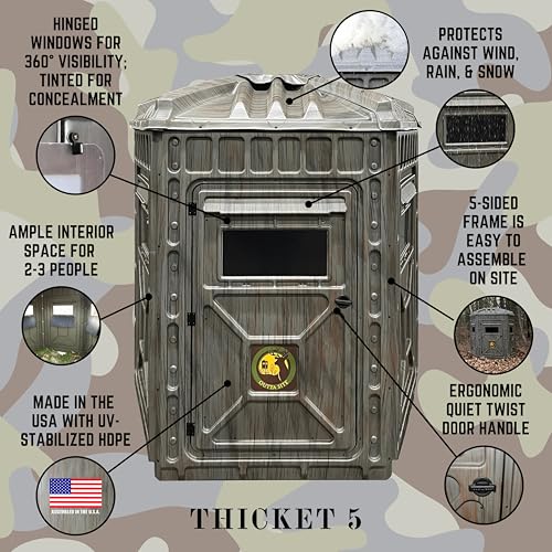 Outta Site Thicket 5-Sided Hunting Blind for 2-3 Persons Hard-Sided Ground Blind - Thicket Oak