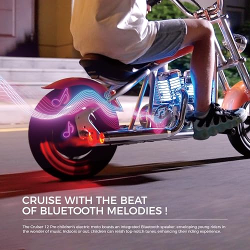 HYPER GOGO Cruiser 12 Deluxe Kids Electric Motorbike with App and Music Player Pine