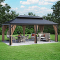Greesum 12'x20' Hardtop Metal Gazebo Black