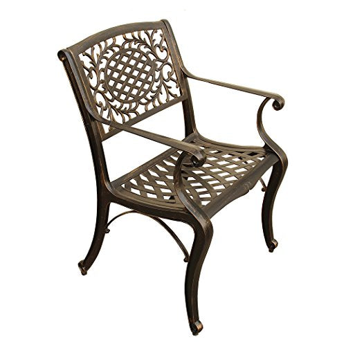 Oakland Living Contemporary Modern Ornate Mesh Lattice Outdoor Aluminum Patio Dining Set 95 Inch Bronze